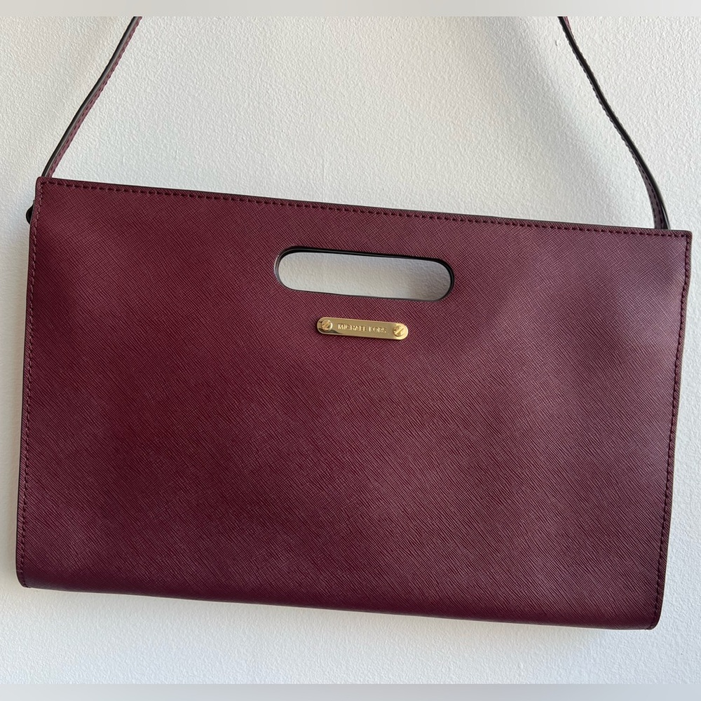 Michael Kors Tilda XL Convertible Saffiano Leather Clutch, Burgundy